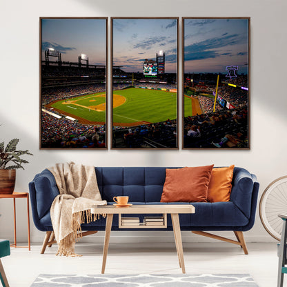 17415-MGV-FC-48X32-3P_Walnut-Philadelphia Phillies Stadium Wall Art Canvas Print, Framed Citizens Bank Park Art Picture Print, Phillies Stadium Field Perfect