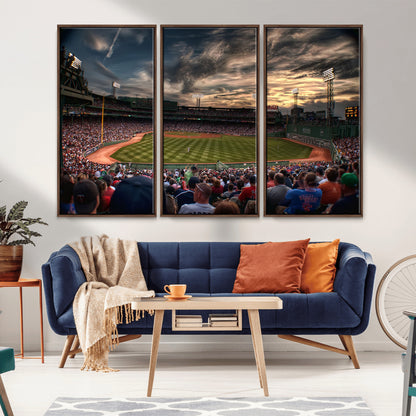 53432-MGV-CV-36X24-Fenway Park Stadium Wall Art Canvas Print, Framed Boston Baseball Stadium Art Picture Print, Massachusetts Fenway Park Perfect