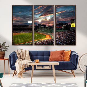 66781-MGV-CV-36X24-Baseball Stadium Wall Art – Canvas Print Evening Game Field Packed Crowd Sunset Sky Sports Photography, Dynamic Decor for Game