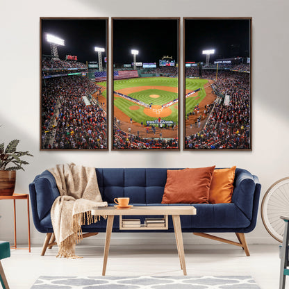 47365-MGV-CV-36X24-Fenway Park Stadium Wall Art Canvas Print, Framed Boston Baseball Stadium Art Picture Print, MLB Stadium Field Perfect Sport Room
