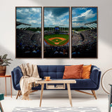 37127-MGV-CV-36X24-Kauffman Stadium Wall Art Canvas Print, Framed Kansas City Royals Field Art Picture Print, Baseball Stadium Perfect Sport Room