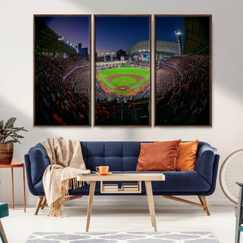 44322-MGV-CV-36X24-Minute Maid Park Wall Art Canvas Print, Framed Houston Astros Stadium Art Picture Print, Houston Astros Field Perfect Sports Room