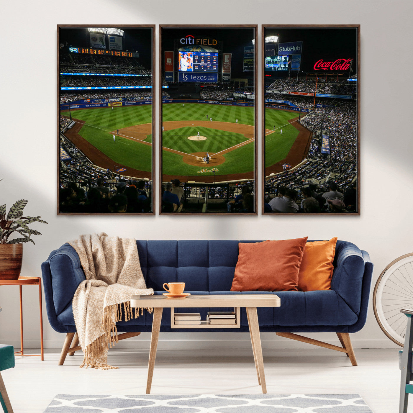 83979-MGV-FC-48X32-3P_Walnut-RingCentral Coliseum Wall Art Canvas Print, Framed Oakland A's Stadium Art Picture Print, RingCentral Coliseum Field Perfect Sport