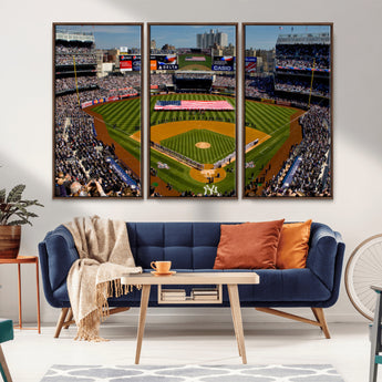 20879-MGV-CV-36X24-Yankee Stadium Wall Art Canvas Print, Framed New York Stadium Art Picture Print, Yankee Field Perfect Sport Room Decor Artwork