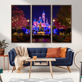 79435-MGV-CV-36X24-Disney Castle Wall Art Canvas Print, Framed Magic Kingdom Art Picture Print, Disney World Perfect Child Room Decor Artwork