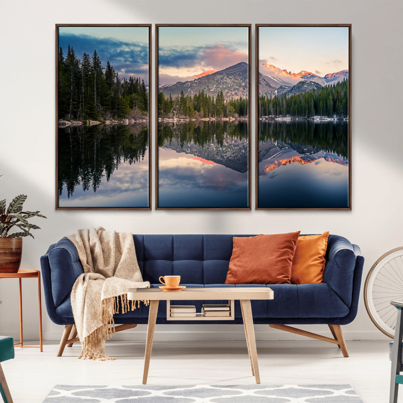 84227-MGV-CV-36X24-Bear Lake Wall Art Canvas Print, Framed Colorado Lake Art Picture Print, Rocky Mountain Park Perfect Foggy Landscape Decor Artwork