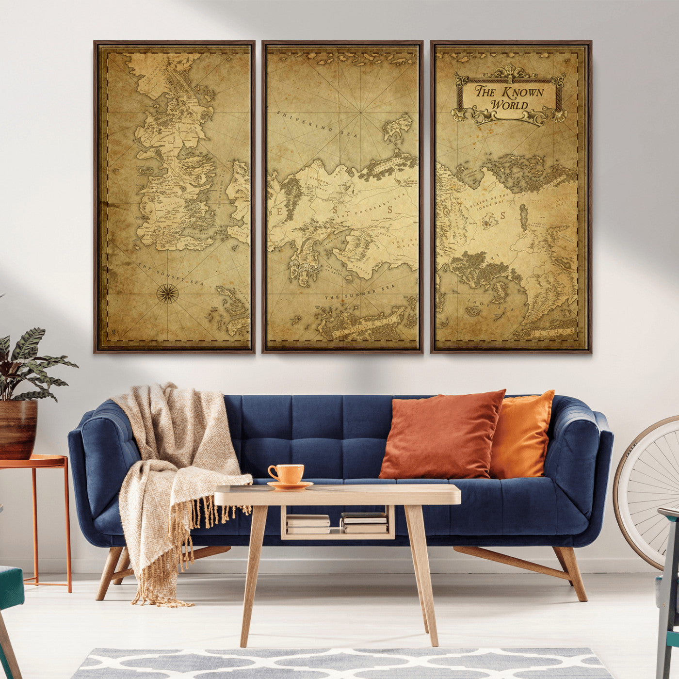 84658-MGV-CV-36X24-Vintage Fantasy Map Wall Art – Antique World Map Canvas Print, Medieval Style Old Atlas Artwork for Office, Study, Living Room, or