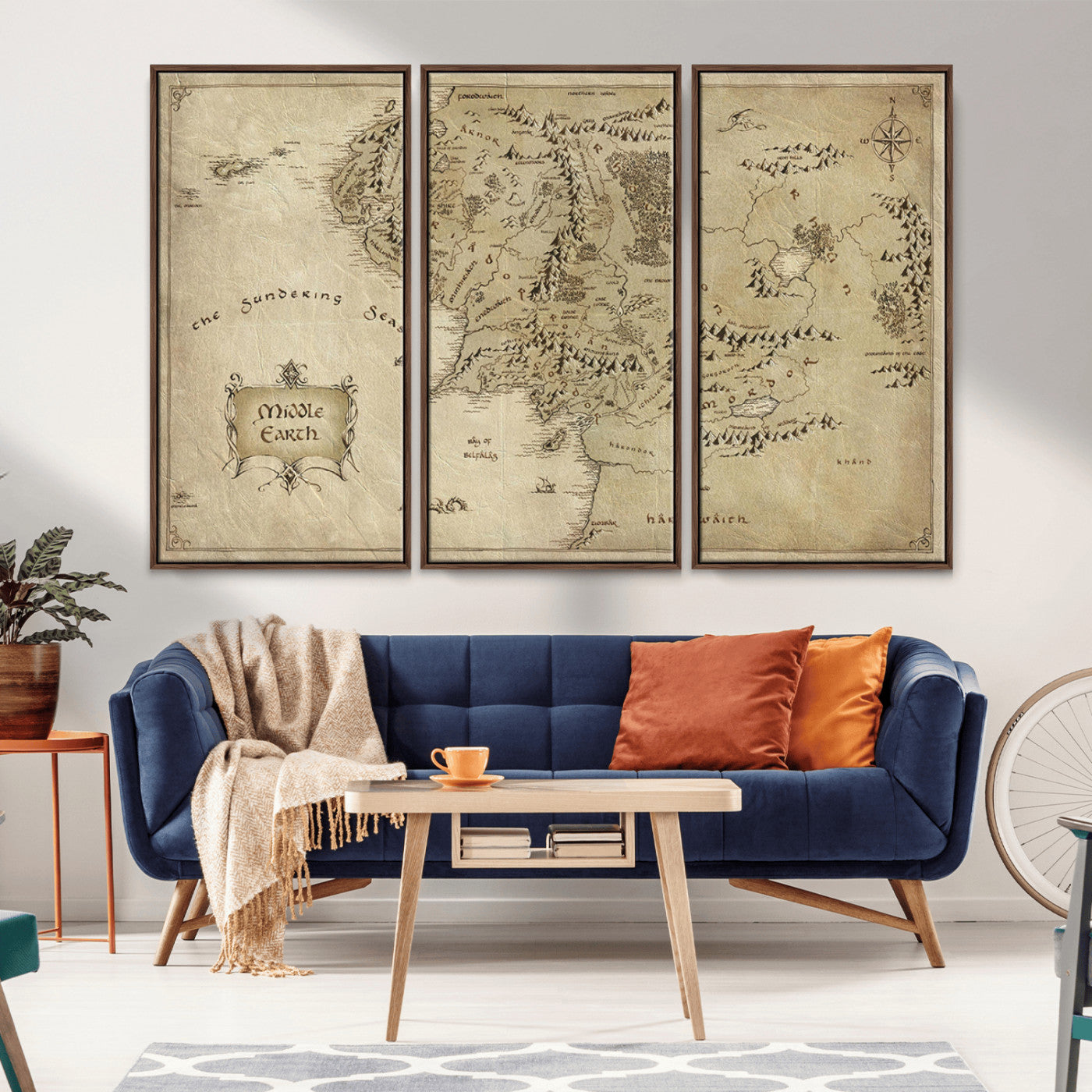 21784-MGV-CV-36X24-Middle Earth Fantasy Map Wall Art – Vintage Parchment Style Fantasy Cartography Poster, Antique Style Map Print for Book Lovers &