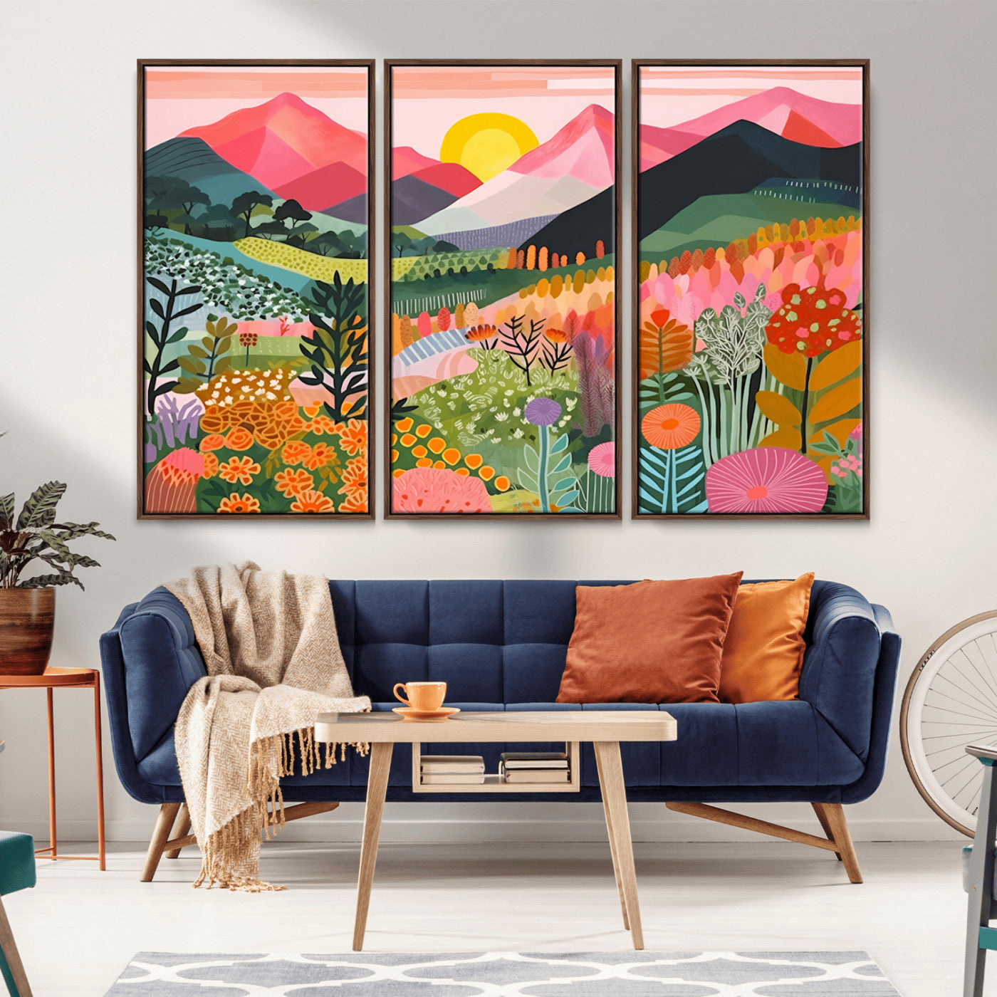 92377-MGV-CV-36X24-Abstract Floral Landscape Wall Art Print – Colorful Mountain Sunset Poster, Modern Nature Artwork for Living Room, Bedroom,