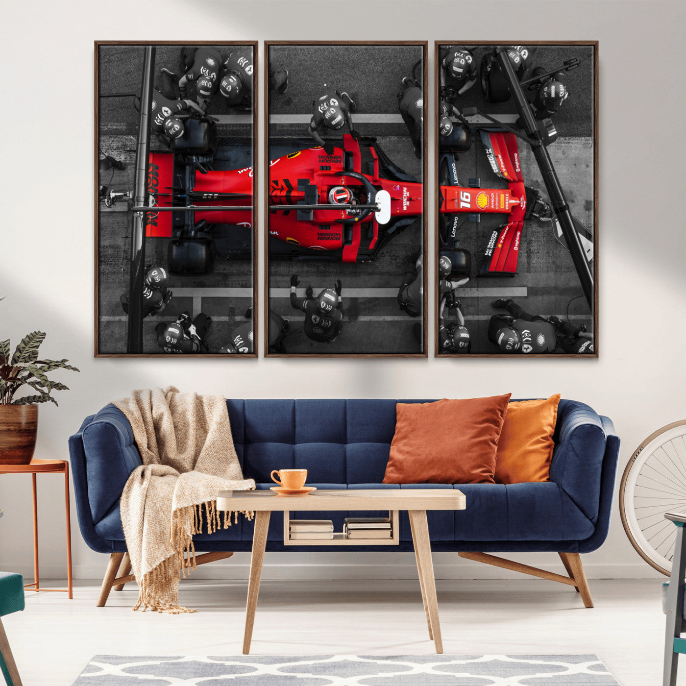 99356-MGV-CV-36X24-Ferrari Pit Stop Wall Art – Formula 1 Racing Car Canvas Print, Red Speed Machine Motorsport Decor for Office, Garage, Man Cave or
