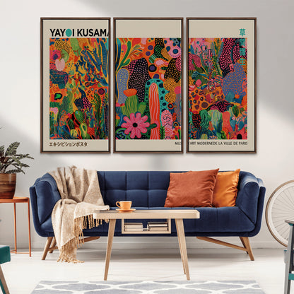 40791-MGV-CV-36X24-Kusama Inspired Wall Art – Vibrant Abstract Floral Jungle Canvas Print, Bold Pop Art Botanical Decor for Living Room, Bedroom, or