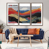 14839-MGV-CV-36X24-Yayoi Kusama Wall Art – Panoramic Mountain & River Canvas Print, Modern Abstract Japanese Landscape Decor for Living Room or