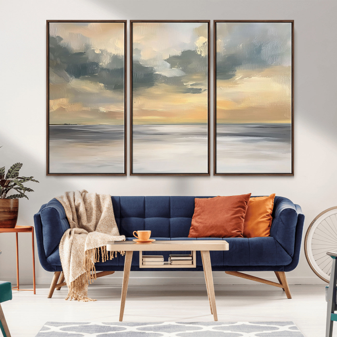 45544-MGV-CV-36X24-Ocean Sunset Wall Art – Serene Seascape Canvas Print with Golden Sky and Calm Water, Coastal Beach Artwork for Living Room,