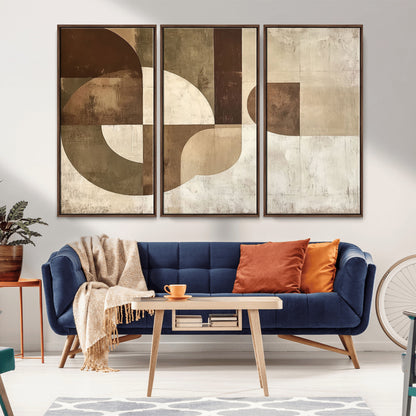 59767-MGV-CV-36X24-Abstract Geometric Shapes Wall Art – Modern Minimalist Canvas Print, Neutral Brown Beige Tan Artwork for Living Room, Bedroom,