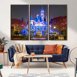 66710-MGV-CV-36X24-Enchanted Castle Wall Art – Magical Night Scene Canvas Print with Glowing Lights, Fantasy Architecture Artwork for Living Room,