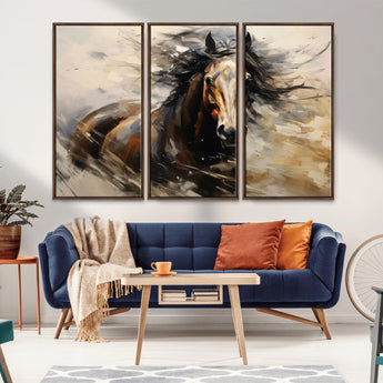 53001-MGV-CV-36X24-Wild Horse Wall Art – Majestic Stallion Canvas Print with Flowing Mane, Rustic Western Style Painting for Living Room, Office or