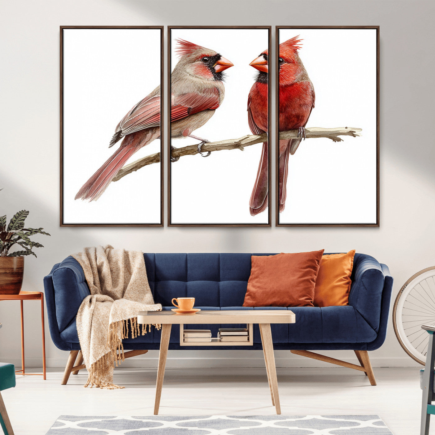 72606-MGV-CV-36X24-Cardinal Bird Wall Art – Colorful Male and Female Cardinal Canvas Print, Nature Wildlife Artwork for Living Room, Bedroom, Office
