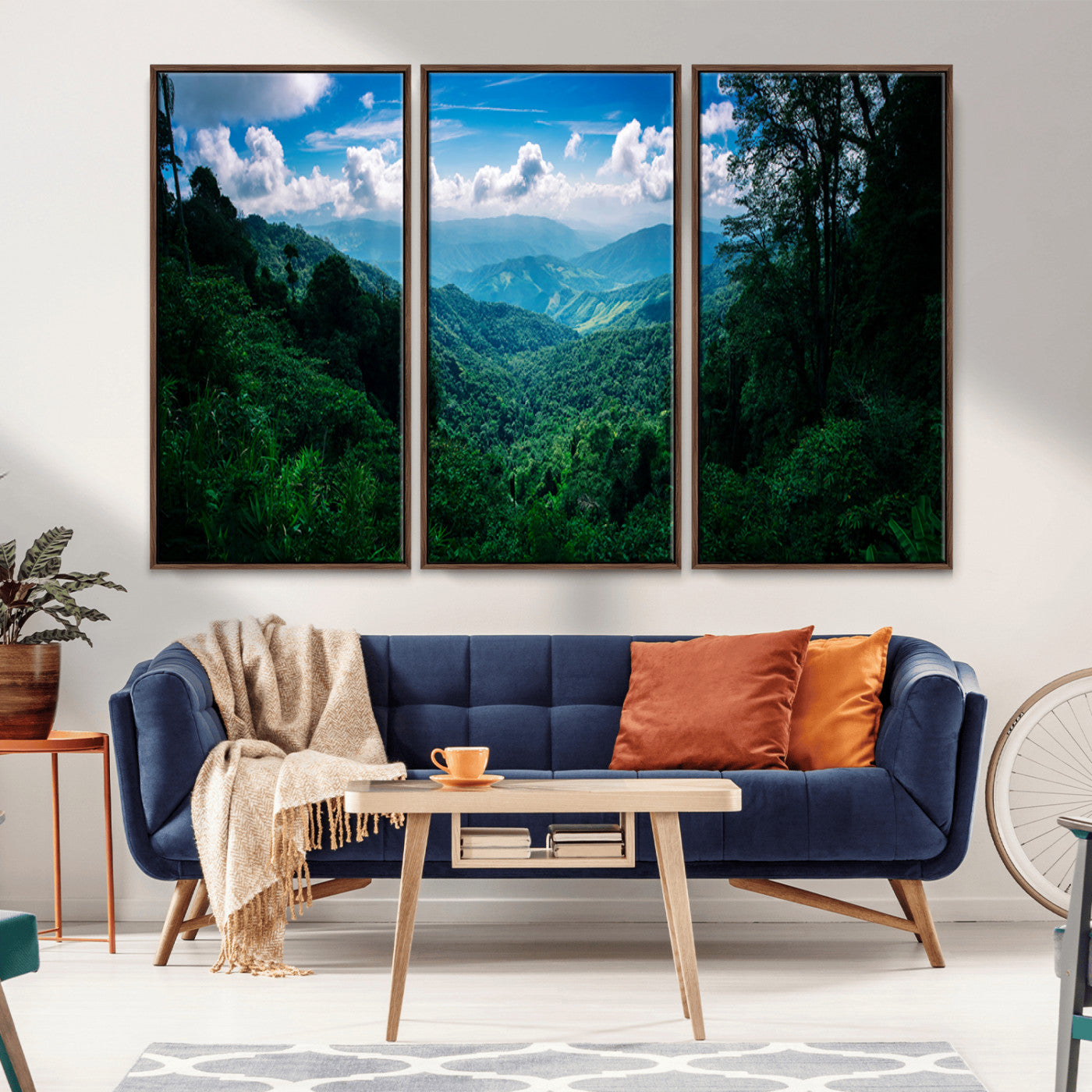 74439378-MGV-CV-36X24-Tropical Jungle Wall Art Canvas Print, Framed Lush Valley Art Picture Print, Forest Mountains Perfect Tropical Wilderness Decor