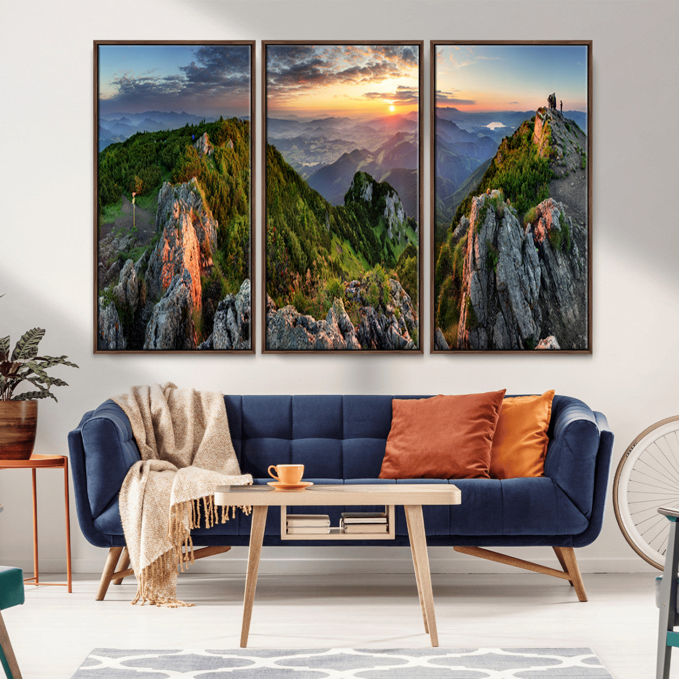 51582565-MGV-CV-36X24-Mountain Sunrise Panorama Wall Art – Scenic Landscape Canvas Print, Hiking Adventure Nature Photography, Large Mountain Range Wall