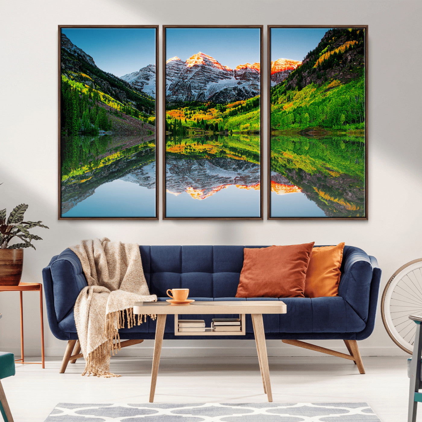 17996974-MGV-CV-36X24-Maroon Bells Reflection Wall Art – Scenic Colorado Mountain Landscape Canvas Print, Sunrise Nature Photography for Living Room,