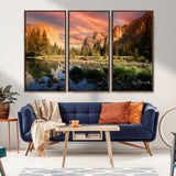 31199457-MGV-CV-36X24-Yosemite Valley Wall Art Canvas Print, Framed El Capitan Art Picture Print, Sunset Sky Perfect Vibrant Western Decor Artwork
