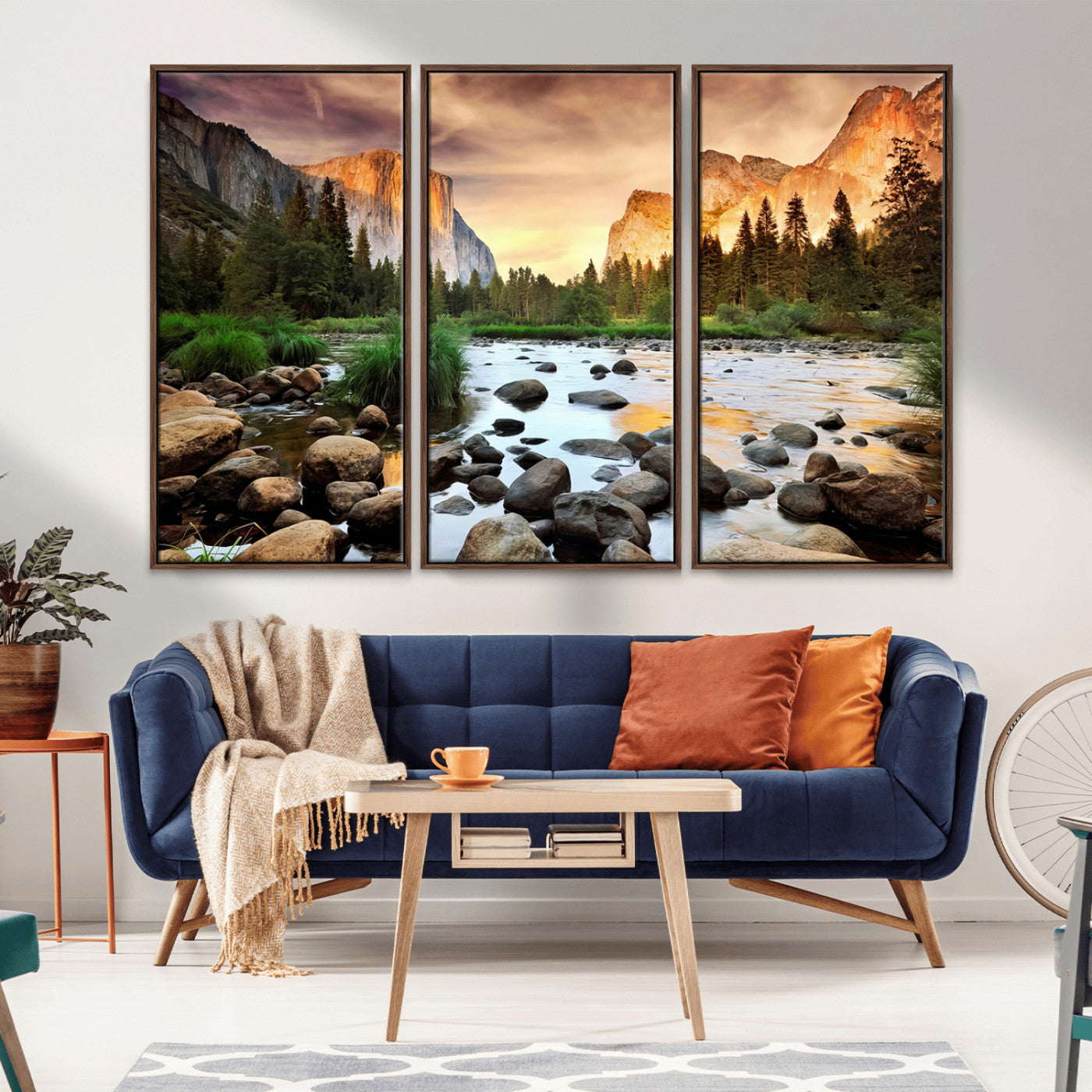 90956031-MGV-CV-36X24-Yosemite Valley Wall Art – Scenic Mountain River Landscape Canvas Print, Nature Photography for Living Room, Bedroom, Cabin,