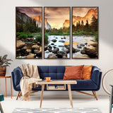 90956031-MGV-CV-36X24-Yosemite Valley Wall Art – Scenic Mountain River Landscape Canvas Print, Nature Photography for Living Room, Bedroom, Cabin,