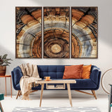 15184146-MGV-CV-36X24-Tree Rings Wall Art Canvas Print, Framed Wood Texture Art Picture Print, Rustic Pattern Perfect Rustic Organic Decor Artwork