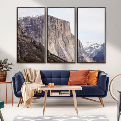 74506434-MGV-FC-48X32-3P_Walnut-El Capitan Wall Art Canvas Print, Framed Yosemite Cliff Art Picture Print, Sierra Nevada Perfect Sierra Minimalism Decor Artwork
