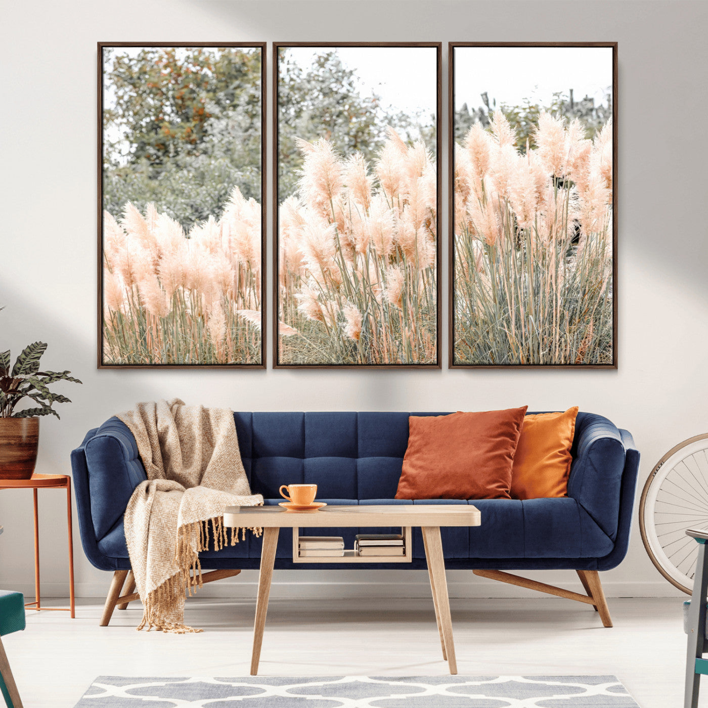 21826392-MGV-CV-36X24-Pampas Grass Wall Art Canvas Print, Framed Soft Pampas Art Picture Print, Pastel Grasses Perfect Soft Neutral Boho Decor Artwork