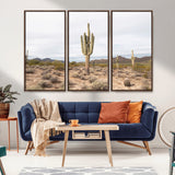 96147924-MGV-CV-36X24-Saguaro Cactus Wall Art Canvas Print, Framed Desert Cactus Art Picture Print, Earthy Desert Perfect Southwestern Boho Decor