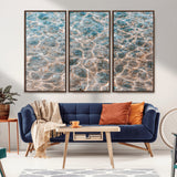 26580287-MGV-CV-36X24-Clear Water Wall Art Canvas Print, Framed Sunlit Ripples Art Picture Print, Ocean Texture Perfect Modern Coastal Decor Artwork