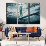 71192524-MGV-CV-36X24-Submerged Surf Wall Art Canvas Print, Framed Underwater Perspective Art Picture Print, Ocean Surf Perfect Coastal Adventure Decor
