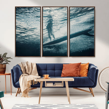 71192524-MGV-CV-36X24-Submerged Surf Wall Art Canvas Print, Framed Underwater Perspective Art Picture Print, Ocean Surf Perfect Coastal Adventure Decor
