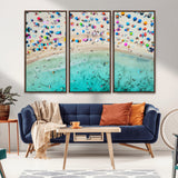 76172085-MGV-CV-36X24-Tropical Shoreline Wall Art Canvas Print, Framed Beach Relaxing Art Picture Print, Aerial Summer Perfect Coastal Vibrant Decor