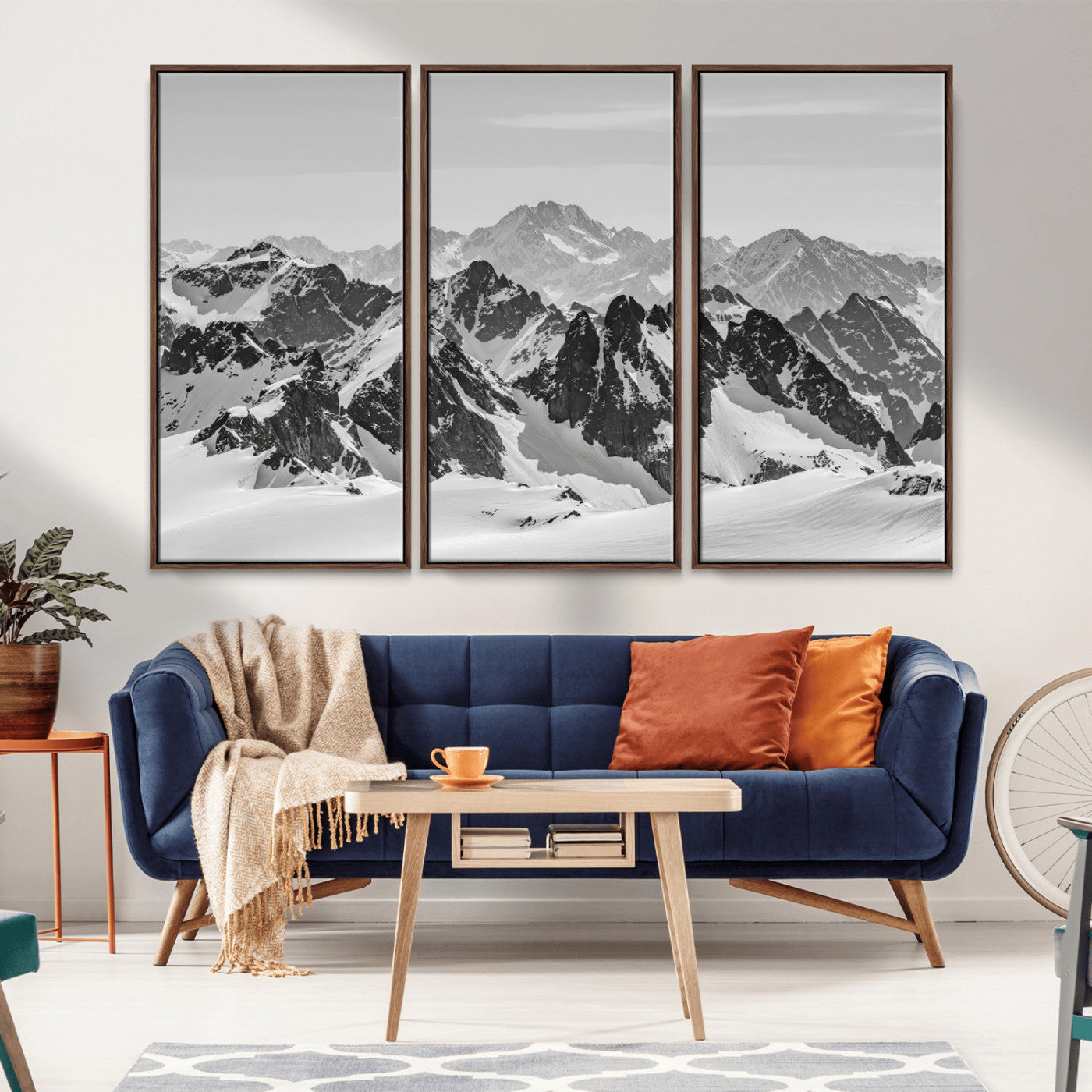 32399691-MGV-CV-36X24-Snowy Mountain Wall Art Canvas Print, Framed Mountain Peaks Art Picture Print, Alpine Mountains Perfect Minimalist Alpine Decor