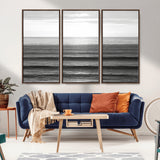 47305203-MGV-CV-36X24-Monochrome Ocean Wall Art Canvas Print, Framed Moody Ocean Art Picture Print, Calm Ocean Perfect Minimalist Coastal Decor Artwork