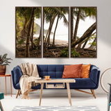 92093951-MGV-CV-36X24-Tropical Jungle Wall Art Canvas Print, Framed Palm Tree Forest Art Picture Print, Coastal Escape Perfect Jungle Retreat Decor