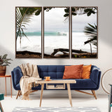 50382104-MGV-CV-36X24-Tropical Surf Wall Art Canvas Print, Framed Palm Tree View Art Picture Print, Beach House Art Perfect Boho Coastal Decor Artwork