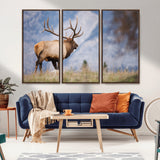 26365841-MGV-CV-36X24-Mountain Elk Art Wall Art Canvas Print, Framed Rustic Wildlife Print Art Picture Print, Lodge Style Decor Perfect Rustic Lodge