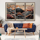 55739266-MGV-CV-36X24-Japanese Wall Art Print – Abstract Yayoi Kusama Inspired Dotted Landscape Poster, Surreal Oriental Mountain and Cherry Blossom