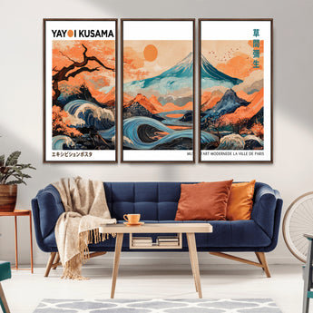 88785870-MGV-CV-36X24-Japanese Great Wave & Mt Fuji Wall Art – Ukiyo e Style Landscape Print with Flowing River, Autumn Mountain Poster, Oriental Asian