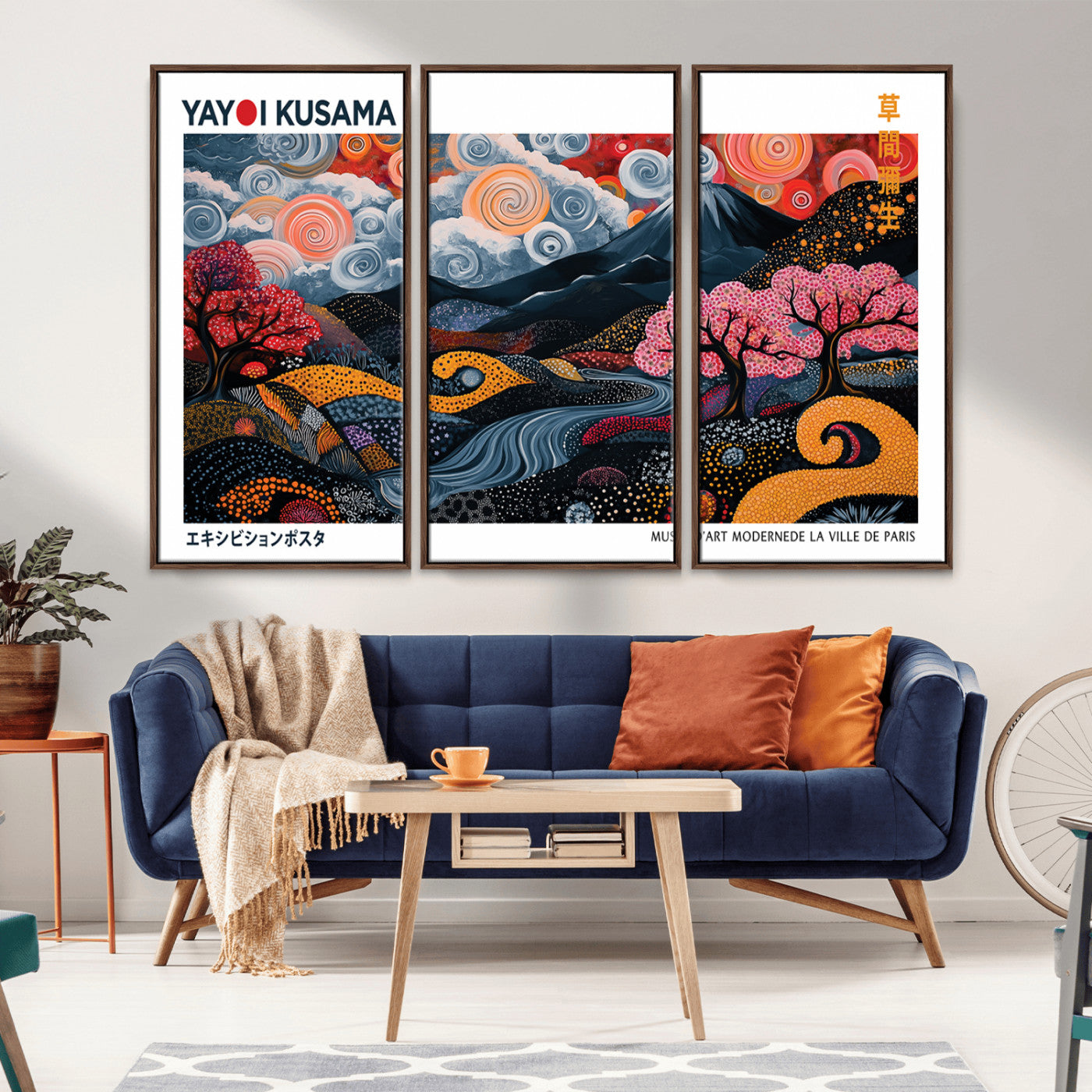 43879290-MGV-CV-36X24-Japanese Abstract Wall Art – Mount Fuji Cherry Blossom Canvas Print, Modern Asian Inspired Landscape Decor for Living Room,
