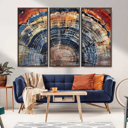 38987581-MGV-CV-36X24-Tree Ring Art Wall Art Canvas Print, Framed Rustic Wall Decor Art Picture Print, Nature Grain Print Perfect Modern Rustic Decor