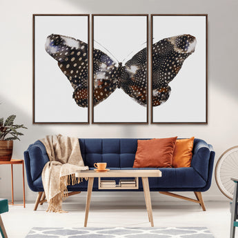 99831147-MGV-CV-36X24-Spotted Butterfly Wall Art Canvas Print, Framed Neutral Insect Theme Art Picture Print, Earthy Wing Pattern Perfect Modern Rustic