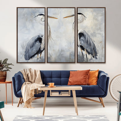 90806932-MGV-CV-36X24-Heron Wall Art Wall Art Canvas Print, Framed Bird Canvas Decor Art Picture Print, Nature Inspired Perfect Coastal Minimalist Decor