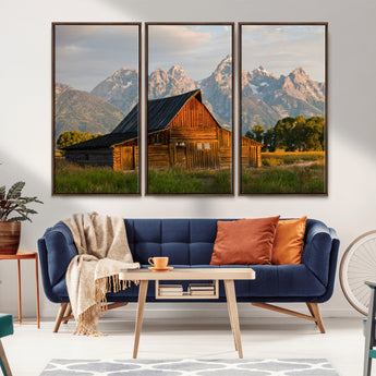31771014-MGV-CV-36X24-Rustic Barn Wall Art Canvas Print, Framed Western Landscape Art Picture Print, Farmhouse Style Perfect Rustic Farmhouse Decor
