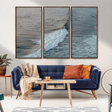 23077324-MGV-CV-36X24-Ocean Waves Wall Art Canvas Print, Framed Coastal Serenity Art Picture Print, Surf Aesthetic Perfect Modern Coastal Decor Artwork