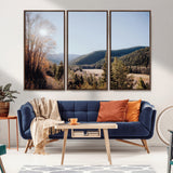 52941305-MGV-CV-36X24-Rustic Landscape Wall Art Canvas Print, Framed Serene Valley Art Picture Print, Pine Tree Horizon Perfect Rustic Cabin Decor