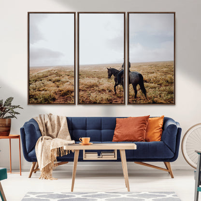 57597730-MGV-CV-36X24-Cowboy Wall Art Wall Art Canvas Print, Framed Western Canvas Art Picture Print, Rustic Ranch Scene Perfect Rustic Western Decor